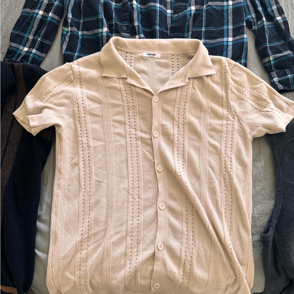 Cream Knit Men's Shirt